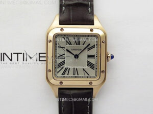 Santos Dumont 38mm RG F1F Best Edition Silver Dial on Black Leather Strap Quartz