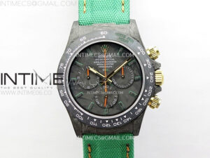 Daytona DIW Carbon Case and Bezel Noob Best Edition Carbon/Green Dial on Green Nylon Strap SA4130 V2