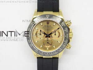 Daytona YG BP Version Gold Dial Sticks Markers On Rubber Strap A7750@6