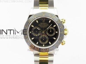 Daytona SS/YG Ceramic Bezel JH Best Edition Black Dial on SS/YG Bracelet A7750