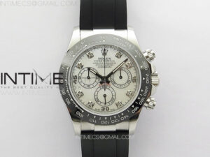 Daytona 116519LN APSF White MOP Dial Crystals Markers On Rubber Strap Slim A7750