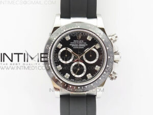 Daytona 116519LN JH Best Black dial crystal markers On Rubber Strap A4130 (Free XS rubber strap)