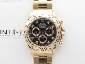 Daytona 116506 RG APSF Black Dial Crytals Markers On RG Bracelet Slim A7750