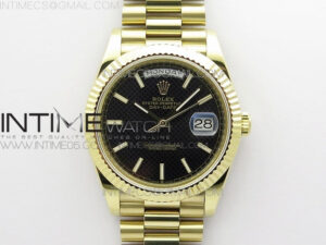 Day-Date 40mm 228239 BP New Dial Version 904 YG Black Stick Markers Dial on YG President Bracelet A2836