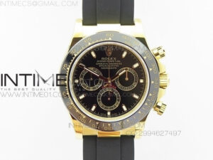 Daytona YG 116518LN JH Best Black Dial On Rubber Strap A4130 (Free XS rubber strap)