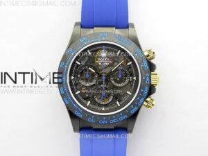 Daytona PVD Ceramic Bezel GETF Best Edition Skeleton Blue Dial on Blue Rubber Strap SA4130