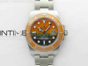 Submariner DIW Sandblasted VSF 1:1 Best Edition Orange Ceramic Bezel Orange/Black Dial on SS Bracelet VS3135
