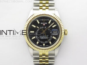 Sky-Dweller 326934 904L SS/YG Noob 1:1 Best Edition Black Dial on SS/YG Jubilee Bracelet Asian 23J to 9001
