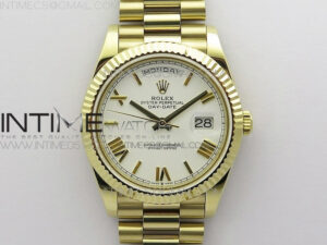 Day-Date 40mm 228239 BP New Dial Version 904 YG White Roman Markers Dial on YG President Bracelet A2836