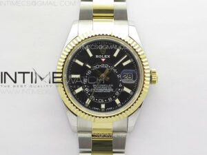 Sky-Dweller 326934 904L SS/YG Noob 1:1 Best Edition Black Dial on SS Bracelet Asian 23J to 9001