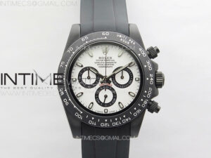 Daytona Black Ceramic 5GF Best Edition White Dial Black Pusher on Black Rubber Strap A7750