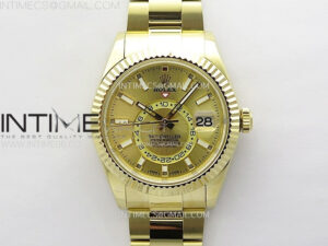 Sky-Dweller 326934 904L YG Noob 1:1 Best Edition Gold Dial on SS Jubilee Bracelet Asian 23J to 9001