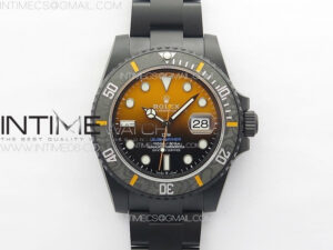Submariner DIW Carbon Bezel VSF 1:1 Best Edition Orange Dial on DLC Bracelet VS3135 (Free Rubber Straps)