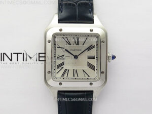 Santos Dumont 46.6mm SS F1F Best Edition Silver Dial on Blue Leather Strap Quartz