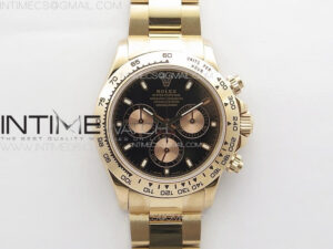 Daytona 116506 RG APSF Black Dial Sticks Markers On RG Bracelet Slim A7750
