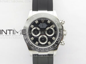 Daytona 116519LN APSF Black Dial Crystal Markers On Rubber Strap Slim A7750