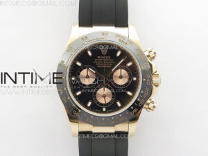 Daytona 116518LN RG APSF Black Dial Stick Markers On Rubber Strap Slim A7750