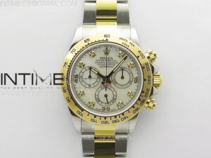 Daytona 116503 YG/SS APSF White MOP Dial Crystals Markers On YG/SS Bracelet Slim A7750