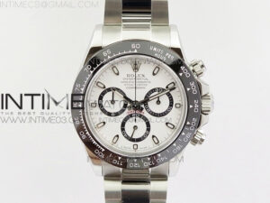 Daytona 116520 Black Ceramic Bezel GMF 904L SS Case and Bracelet White Dial A4130