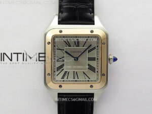 Santos Dumont 46.6mm SS/RG F1F Best Edition Silver Dial on Black Leather Strap Quartz