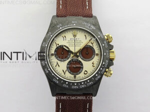 Daytona DIW Carbon Noob Best Edition Gold Dial Arabic Markers on Brown Nylon Strap SA4130