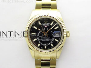 Sky-Dweller 326934 904L YG Noob 1:1 Best Edition Black Dial on SS Jubilee Bracelet Asian 23J to 9001