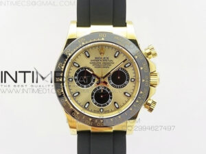 Daytona YG 116518LN JH Best Gold Dial On Rubber Strap A4130 (Free XS rubber strap)