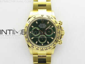 Daytona 116508 YG BTF 1:1 Best Edition 904L SS Case and Bracelet Green Sticks Dial SA4130
