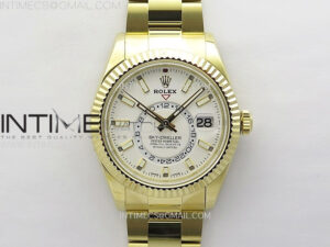 Sky-Dweller 326934 904L YG Noob 1:1 Best Edition White Dial on SS Jubilee Bracelet Asian 23J to 9001