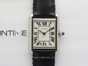 Tank Louis Ladies 22mm SS 8848F 1:1 Best Edition White Dial on Black Leather Strap Ronda Quartz