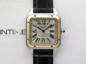 Santos Dumont 38mm SS/RG F1F Best Edition Silver Dial on Black Leather Strap Quartz