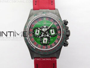 Daytona DIW Carbon Noob 1:1 Best Edition Green Roulette Dial on Red Nylon Strap SA4130 V2
