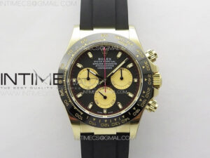 Daytona 116518 BTF 1:1 Best Edition Paul Newman Black/YG Dial on Oysterflex Rubber Strap SA4130 V2