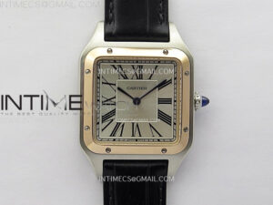 Santos Dumont 43.5mm SS/RG F1F Best Edition Silver Dial on Black Leather Strap Quartz