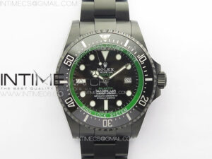 Sea-Dweller 116660 Blacken DLC Green Inner BP Best Edition Black Dial on SS Bracelet A2824