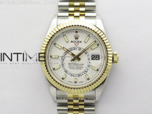 Sky-Dweller 326934 904L SS/YG Noob 1:1 Best Edition White Dial on SS/YG Jubilee Bracelet Asian 23J to 9001