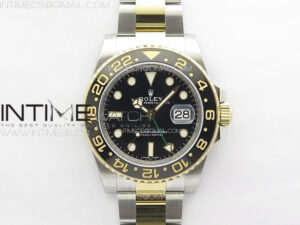 GMT Master II 116713 LN 904L SS/YG Clean Factory 1:1 Best Edition Black Dial on Oyster Bracelet SA3186 CHS