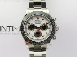 Daytona 116519LN JH Best White Dial Black Subdial Ceramic Bezel on SS Bracelet A4130