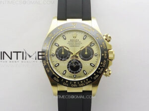 Daytona 116518 YG Clean 1:1 Best Edition YG/Black Dial on Oysterflex Rubber Strap SA4130