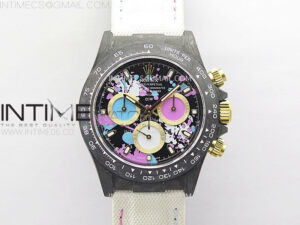 Daytona DIW Carbon Noob 1:1 Best Edition Colorful Dial on White Nylon Strap SA4130 V2