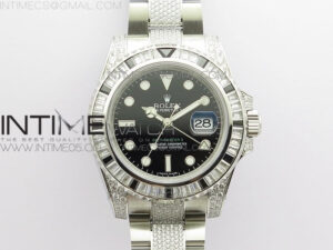 GMT Master II 126710 White/Black T CrystalVRF Best Edition Black Dial On SS/Paved CrystalBracelet  3186 CHS