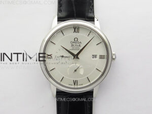 DE VILLE PRESTIGE REAL PR SS ZF 1:1 BEST EDITION WHITE DIAL SILVER MARKERS BLACK LEATHER STRAP MIYOTA 9015