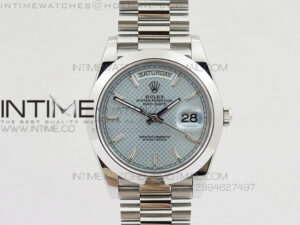 DayDate 40mm BP Best 228206SS Ice Blue Stick Dial (Smooth Bezel) on SS Bracelet