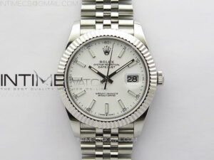 DateJust 41MM 126334 SS APSF 1:1 Best Edition White Fluted Dial on SS Jubilee Bracelet SA3235