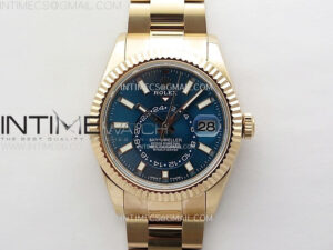 Sky-Dweller 326931 904L RG Noob 1:1 Best Edition Blue Dial on RG Oyster Bracelet Asian 23J to 9001