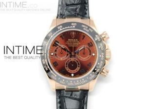 Daytona Ceramic Bezel RG Brown Dial on Black Leather Strap A7750