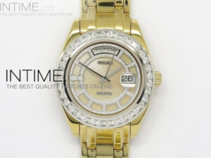 Diam Bez White Diamond/YG Tier YG Wavy Dial Asian 2813 28800bph