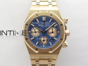 Royal Oak Chrono 26331ST RG IPF 1:1 Best Edition Blue Dial rose gold subdial on SS Bracelet A7750