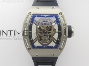 RM052 SKULL TITANIUM ZF 1:1 BEST EDITION SKELETON DIAL ON BLACK RUBBER STRAP NH05A