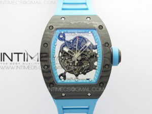 RM055 REAL NTPT ZF 1:1 BEST EDITION SKELETON DIAL ON BLUE RUBBER STRAP SEIKO MOVEMENT
